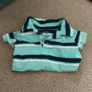 Carters Baby Boy Blue Striped Collared Onesie, 6 Months